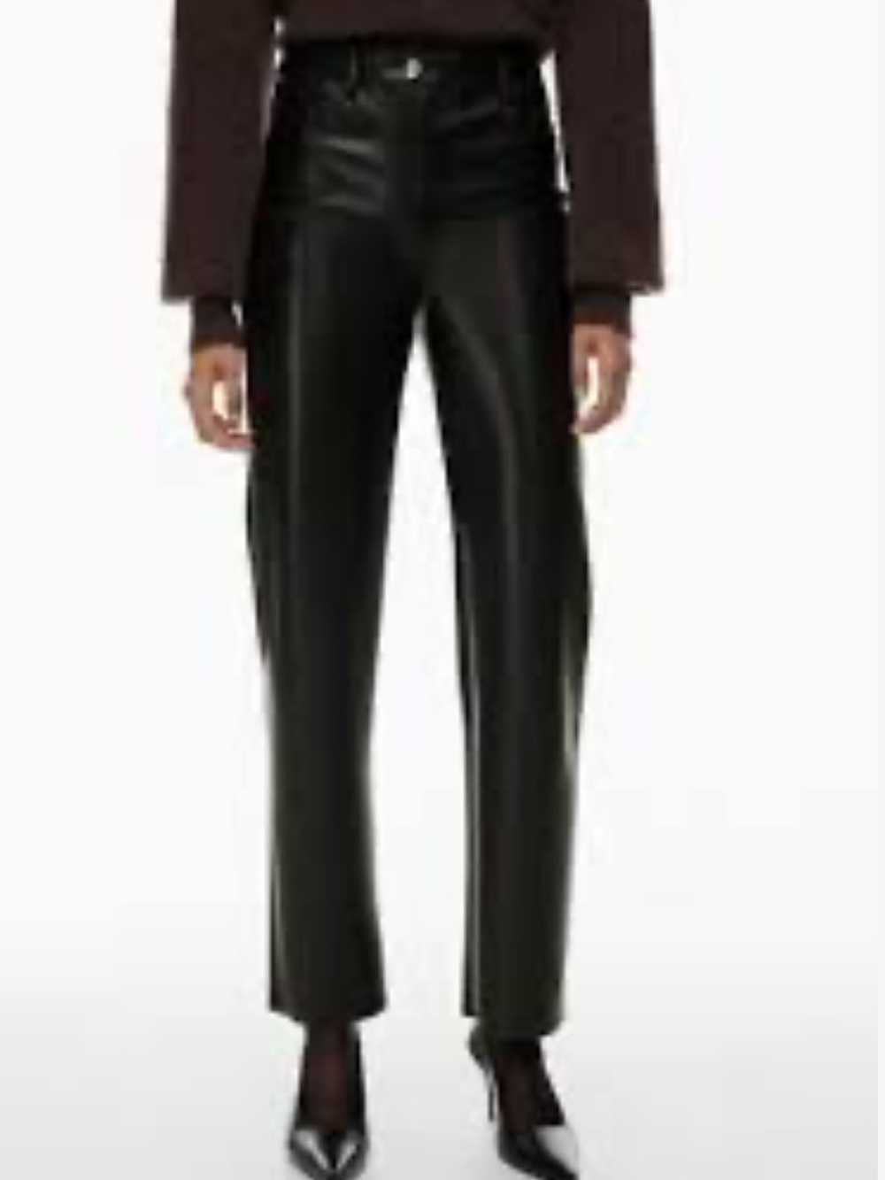 Wilfred Melina Black Vegan Leather Straight-Leg 5 Pocket Pants